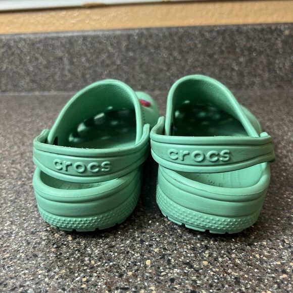 Crocs Iconic Comfort Little Kids Toddler Size 12 Green Clogs Shoes with Jibbitz - Picture 9 of 11